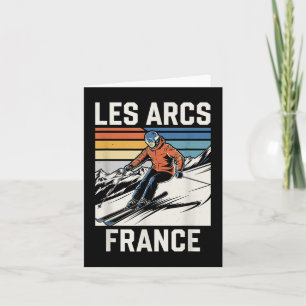 Skiing Les Arcs France, French Mountain Ski Fun T- Card