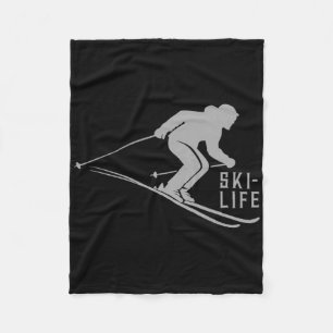 Skiing Life Skier Extreme Winter Sports Mountain C Fleece Blanket