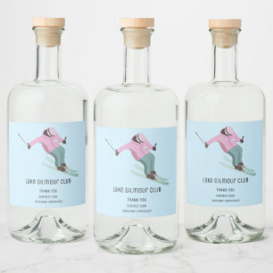 Skiing Liquor Bottle Label