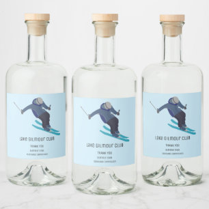 Skiing Liquor Bottle Label