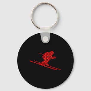 Skiing Lovers Valentine Hearts Love Cute Silhouett Key Ring