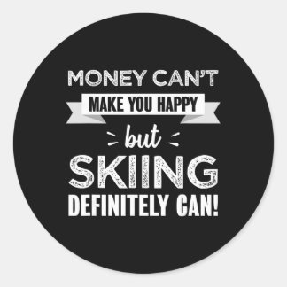 Skiing Makes You Happy Funny Ski Gift For Mountain Classic Round Sticker