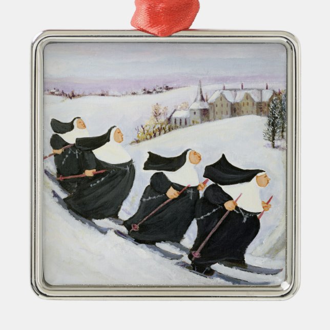 Skiing Metal Tree Decoration (Front)