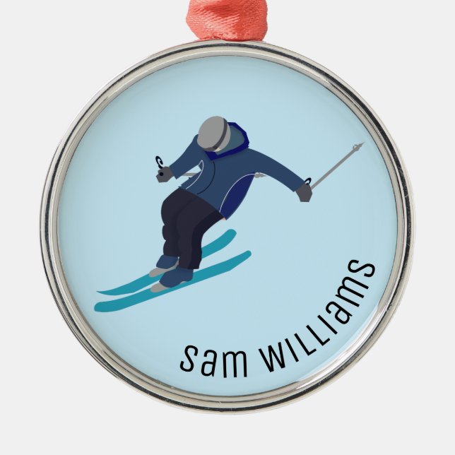 Skiing Metal Tree Decoration (Front)