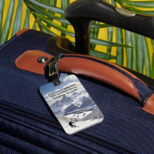 Skiing - Mountains and Skier personalise Luggage Tag