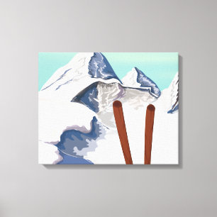Skiing Mountains Canvas Print
