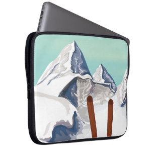 Skiing Mountains Laptop Sleeve
