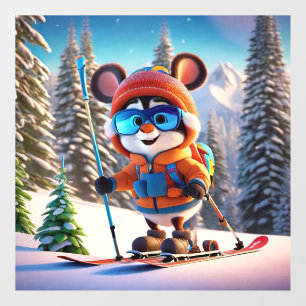 Skiing Mouse Window Cling