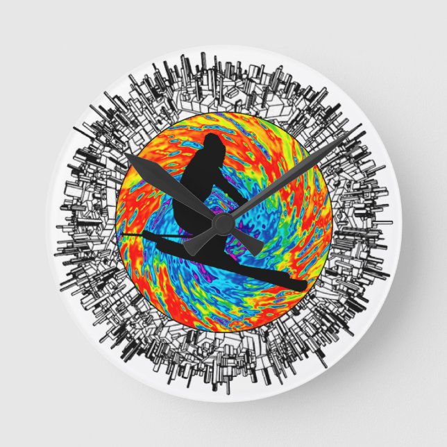 SKIING NEW SIGHTS ROUND CLOCK (Front)