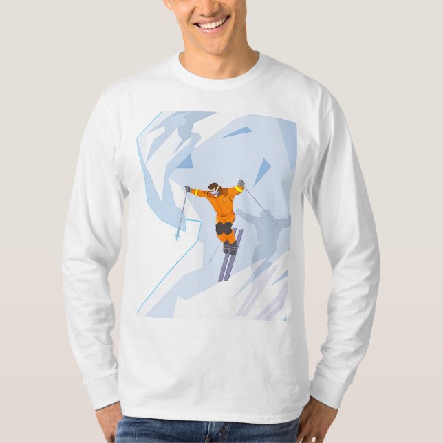 Skiing on Men's Basic Long Sleeve T-Shirt (Front)