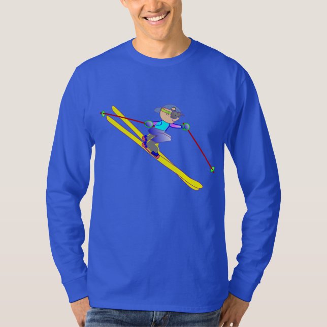 Skiing on Men's Basic Long Sleeve T-Shirt (Front)
