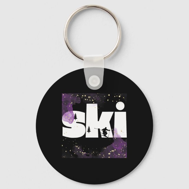 Skiing On Slopes5  Key Ring (Front)