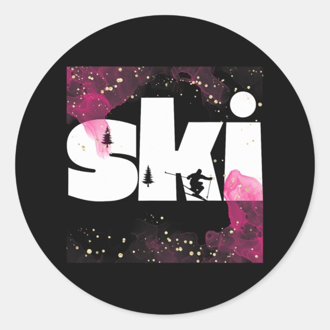 Skiing On Slopes6  Classic Round Sticker (Front)