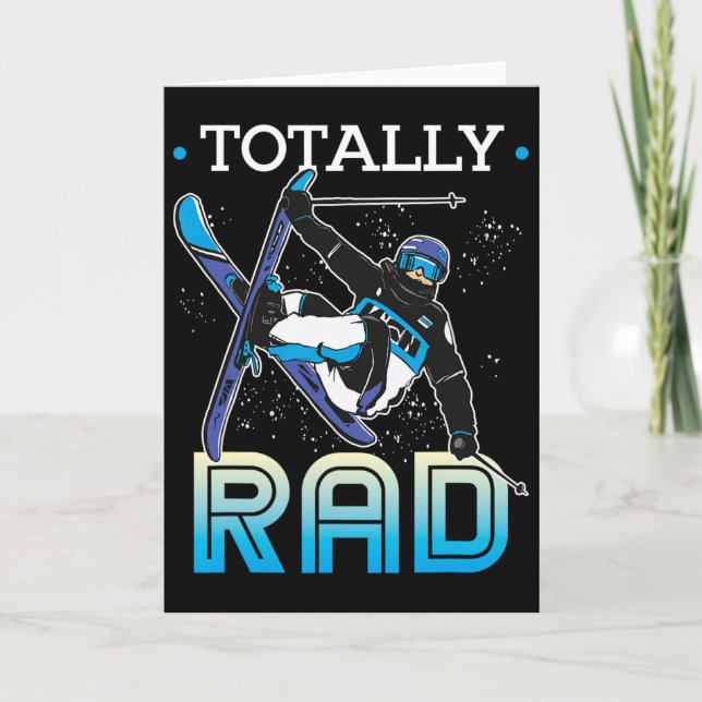 Skiing Outfit Nordic Skier Ski Totally Rad  Card (Front)
