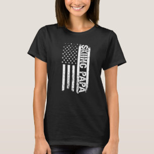 Skiing Papa American Flag Father's Day Men's T-Shirt