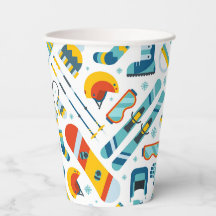 Skiing Paper Cups, Snowboarding Party