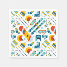 Skiing Paper Napkins, Snowboarding Party