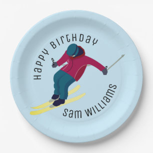 Skiing Paper Plate