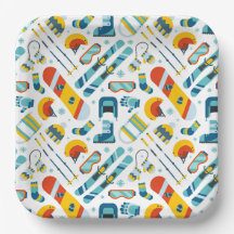 Skiing Paper Plates, Snowboarding Party