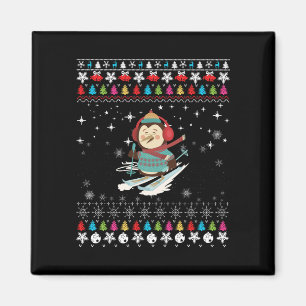 Skiing Penguin Christmas Magnet