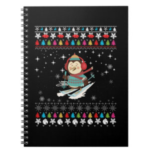 skiing-penguin, christmas-penguin, ugly-christmas, notebook