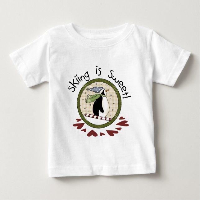 Skiing Penguin Holiday T-shirts and Gifts (Front)