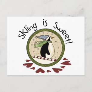 Skiing Penguin Holiday T-shirts and Gifts Postcard