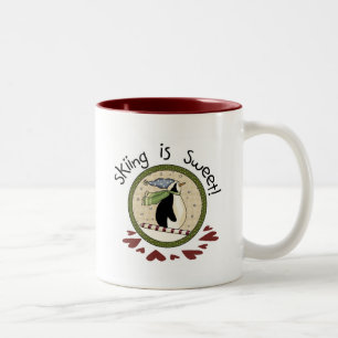 Skiing Penguin Holiday T-shirts and Gifts Two-Tone Coffee Mug