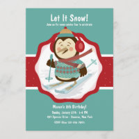 Skiing Penguin Invitation