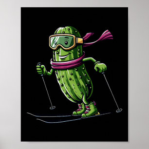 Skiing Pickle With Goggles Funny Winter Alpine  Poster