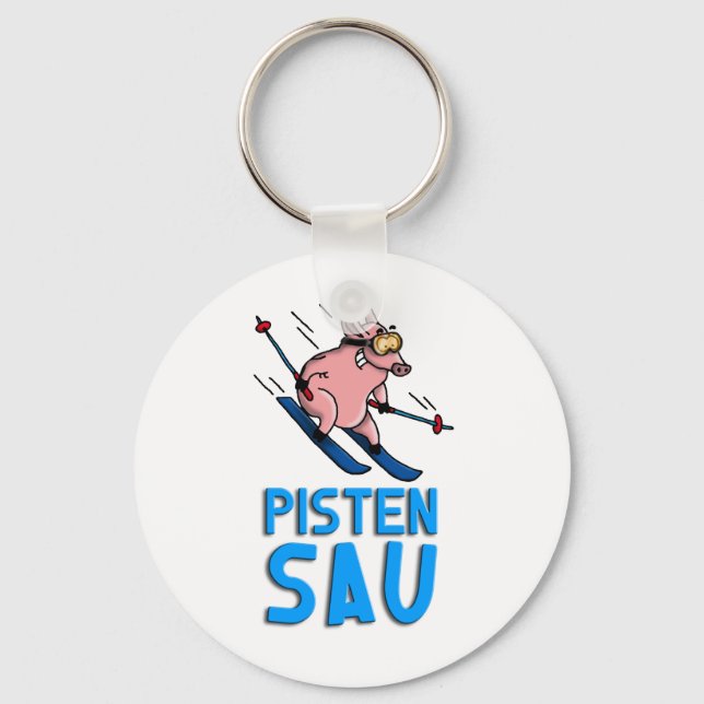 skiing pig key ring (Front)
