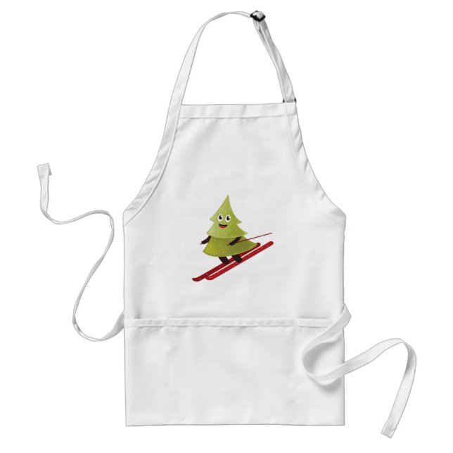 Skiing Pine Tree Cute Snow Sports Winter Standard Apron (Front)