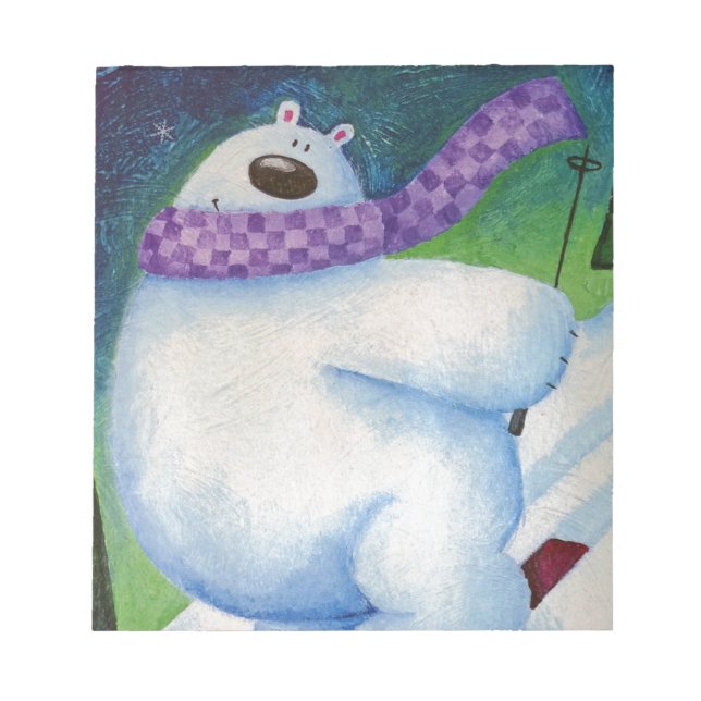 Skiing Polar Bear Notepad (Front)