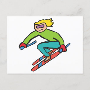 Skiing Postcard