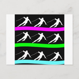 skiing postcard