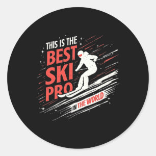 Skiing Professional Mountain Snow Sport  Classic Round Sticker