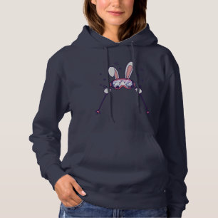 Skiing Rabbit with ski poles and ski goggles Hoodie