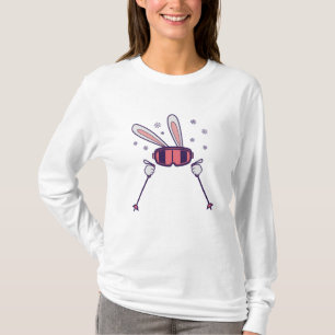 Skiing Rabbit with ski poles and ski goggles T-Shirt