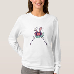 Skiing Rabbit with ski poles and ski goggles T-Shirt