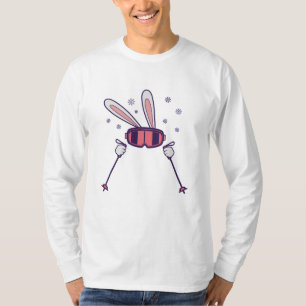 Skiing Rabbit with ski poles and ski goggles T-Shirt
