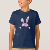 Skiing Rabbit with ski poles and ski goggles
