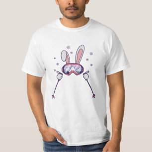 Skiing Rabbit with ski poles and ski goggles T-Shirt