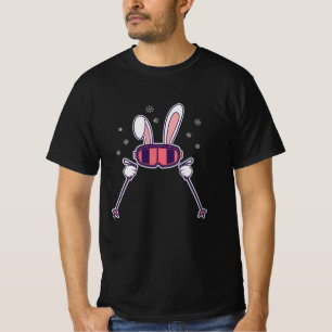 Skiing Rabbit with ski poles and ski goggles T-Shirt