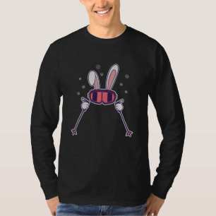 Skiing Rabbit with ski poles and ski goggles T-Shirt