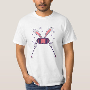 Skiing Rabbit with ski poles and ski goggles T-Shirt