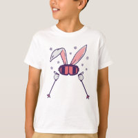 Skiing Rabbit with ski poles and ski goggles