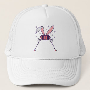 Skiing Rabbit with ski poles and ski goggles Trucker Hat