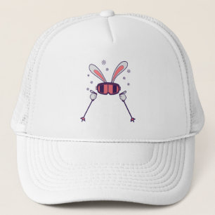 Skiing Rabbit with ski poles and ski goggles Trucker Hat