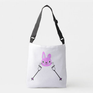 Skiing Rabbit with ski poles Crossbody Bag