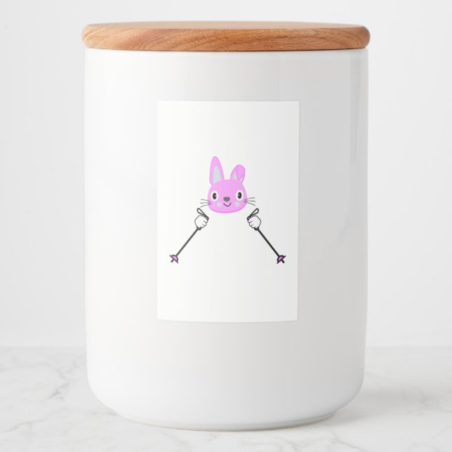Skiing Rabbit with ski poles Food Label (Front)